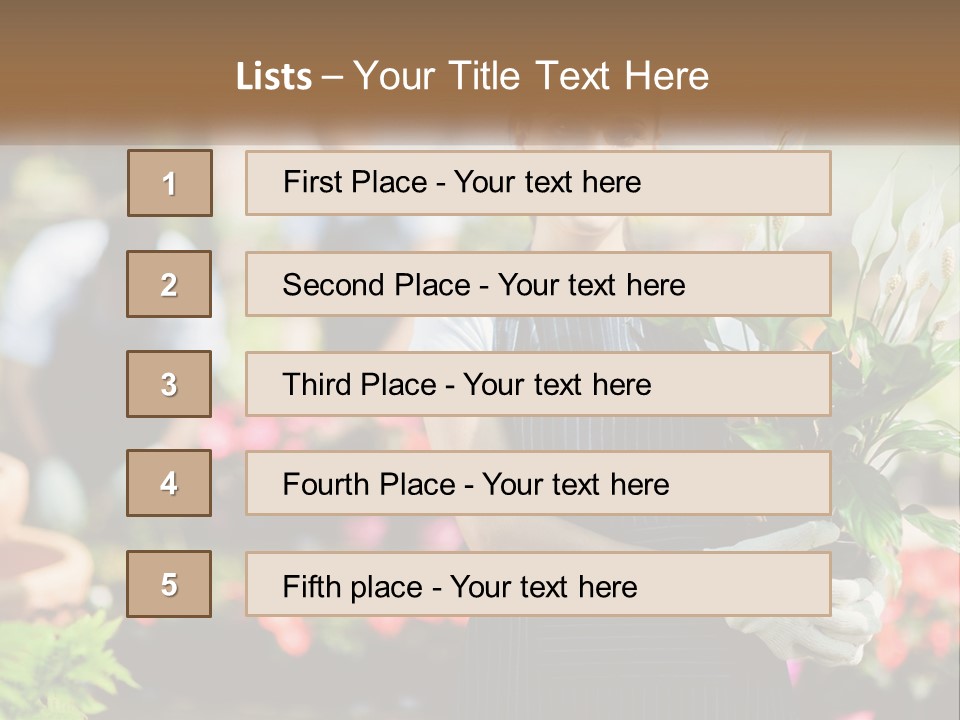 A Woman Holding A Potted Plant In A Greenhouse PowerPoint Template