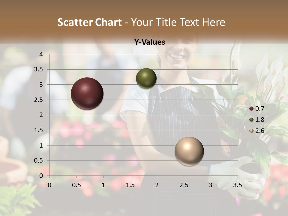 A Woman Holding A Potted Plant In A Greenhouse PowerPoint Template