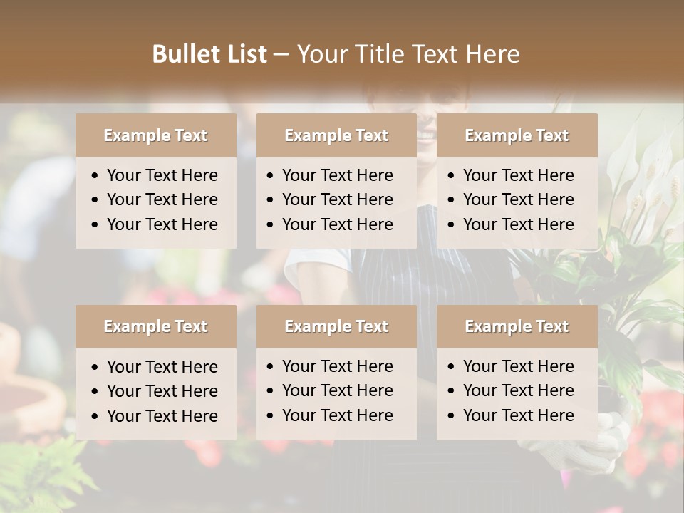 A Woman Holding A Potted Plant In A Greenhouse PowerPoint Template