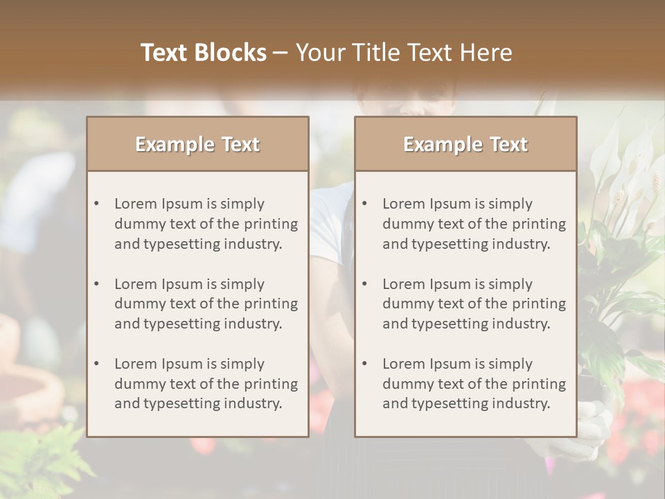 A Woman Holding A Potted Plant In A Greenhouse PowerPoint Template