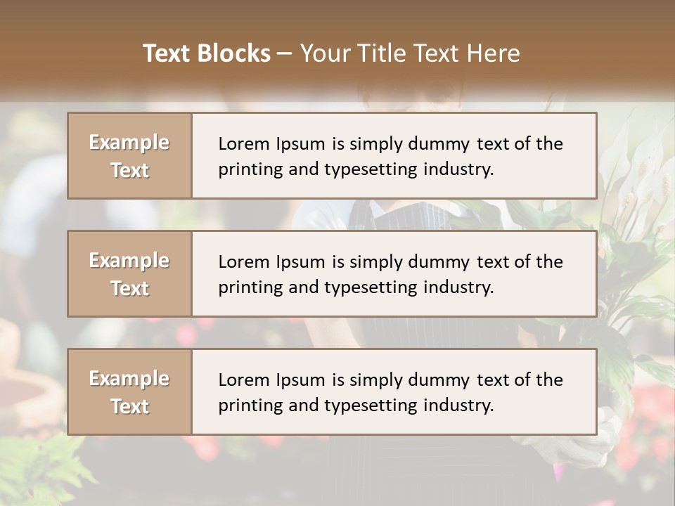 A Woman Holding A Potted Plant In A Greenhouse PowerPoint Template