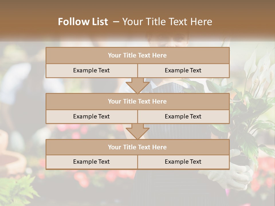 A Woman Holding A Potted Plant In A Greenhouse PowerPoint Template
