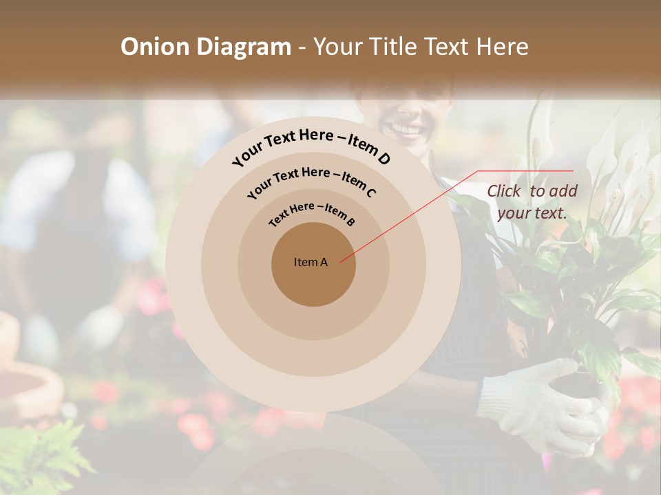 A Woman Holding A Potted Plant In A Greenhouse PowerPoint Template