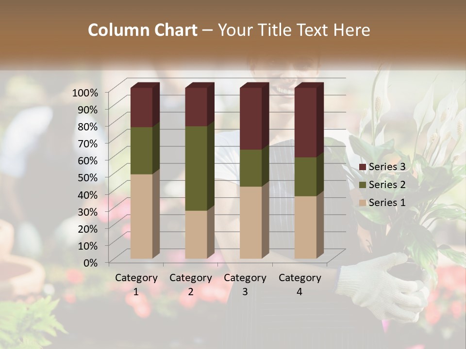 A Woman Holding A Potted Plant In A Greenhouse PowerPoint Template