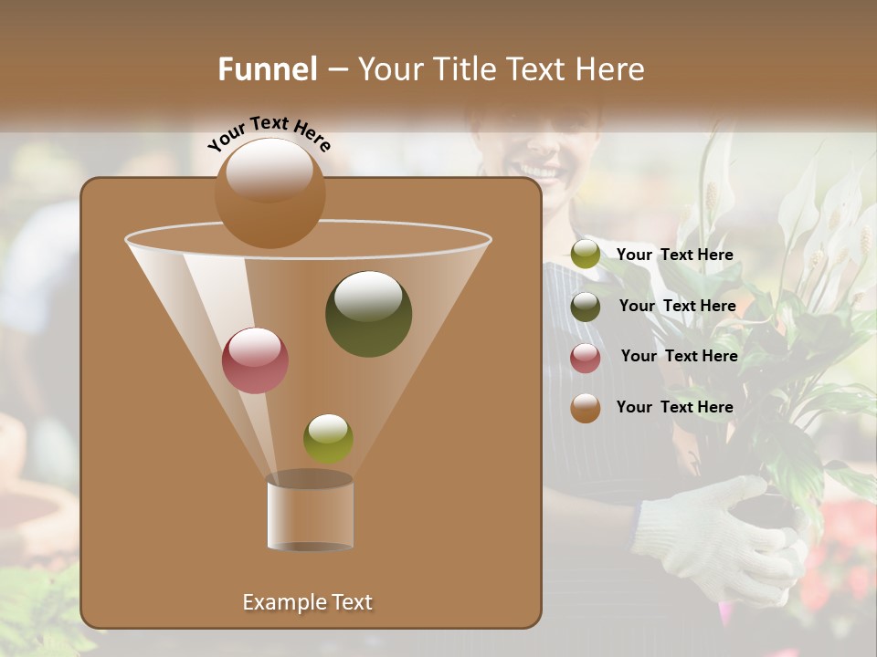 A Woman Holding A Potted Plant In A Greenhouse PowerPoint Template