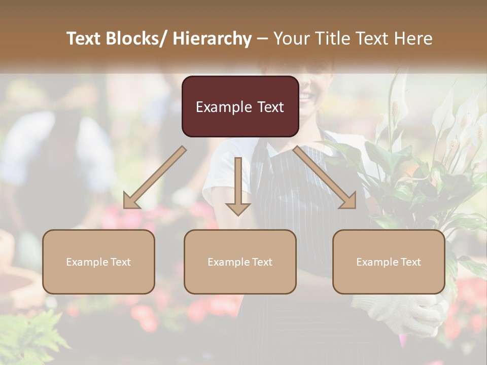 A Woman Holding A Potted Plant In A Greenhouse PowerPoint Template