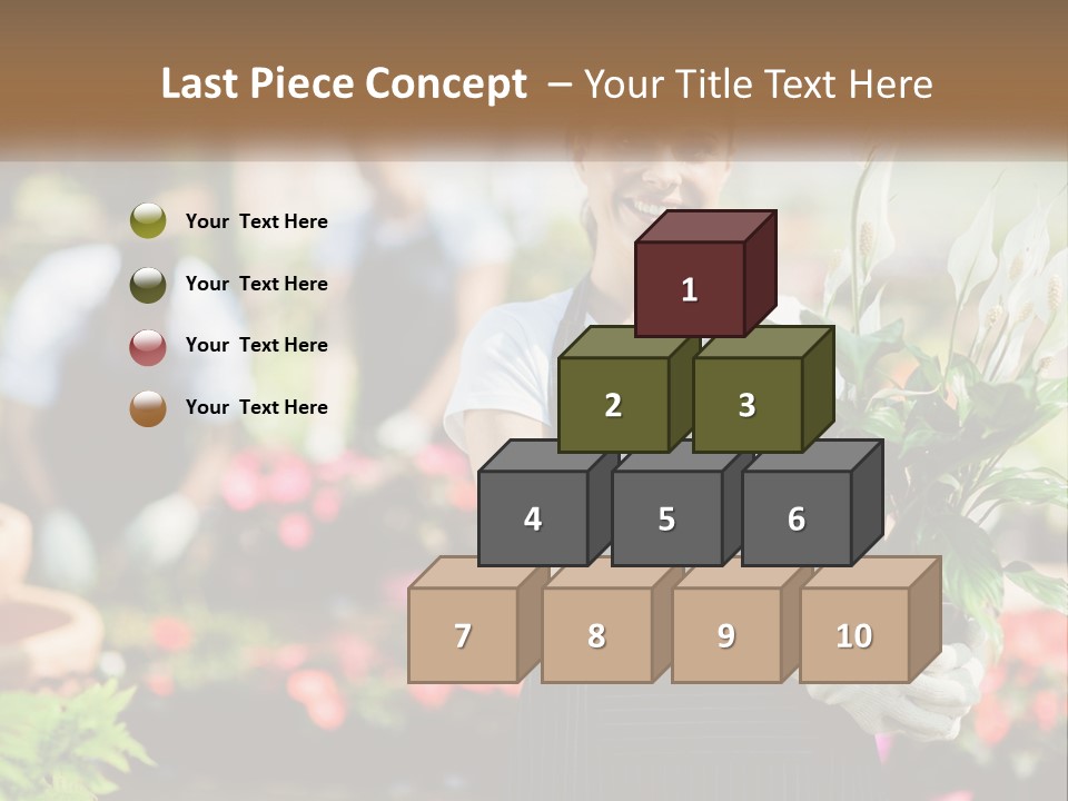 A Woman Holding A Potted Plant In A Greenhouse PowerPoint Template