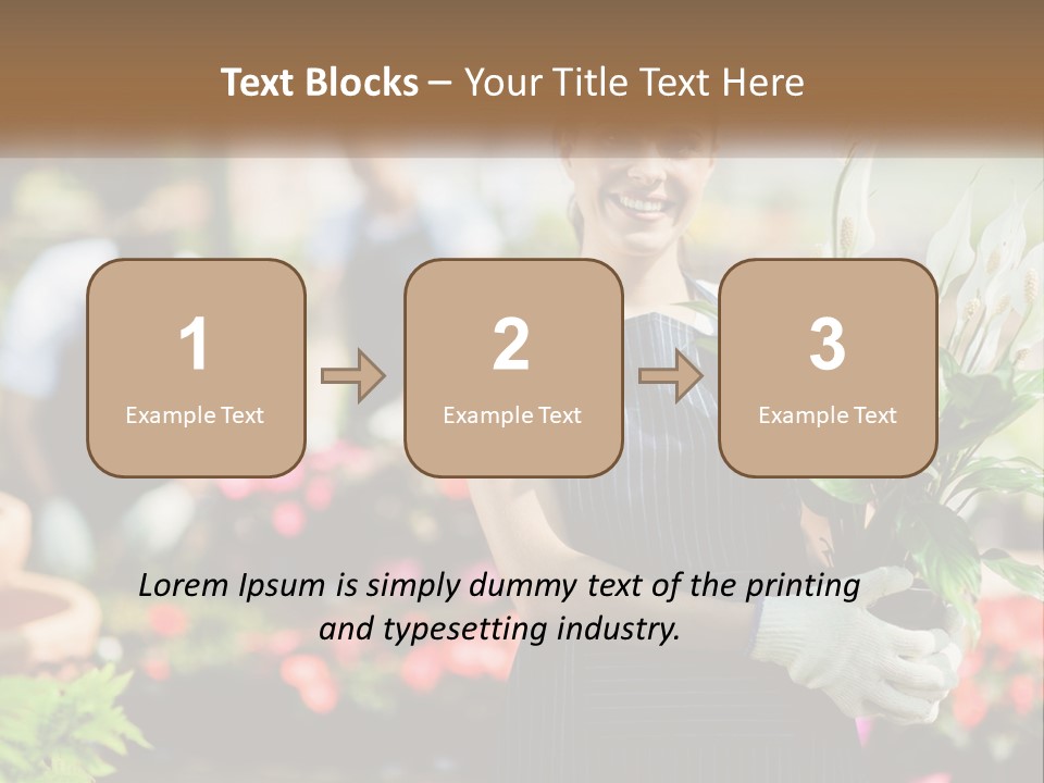 A Woman Holding A Potted Plant In A Greenhouse PowerPoint Template