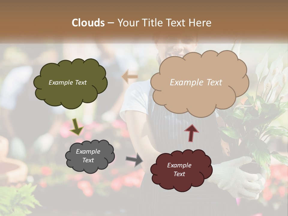 A Woman Holding A Potted Plant In A Greenhouse PowerPoint Template