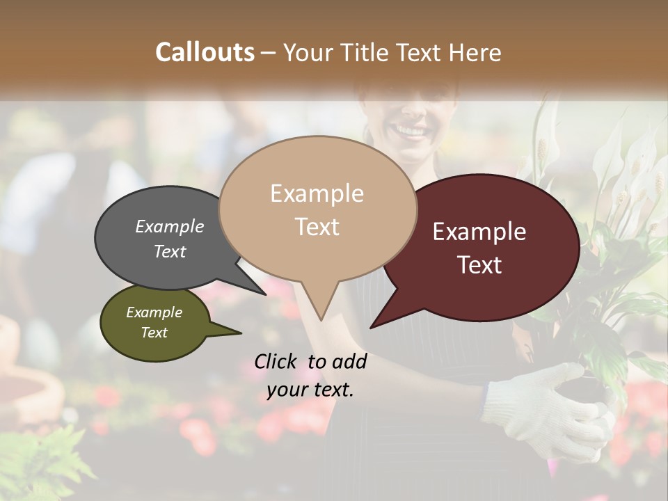 A Woman Holding A Potted Plant In A Greenhouse PowerPoint Template