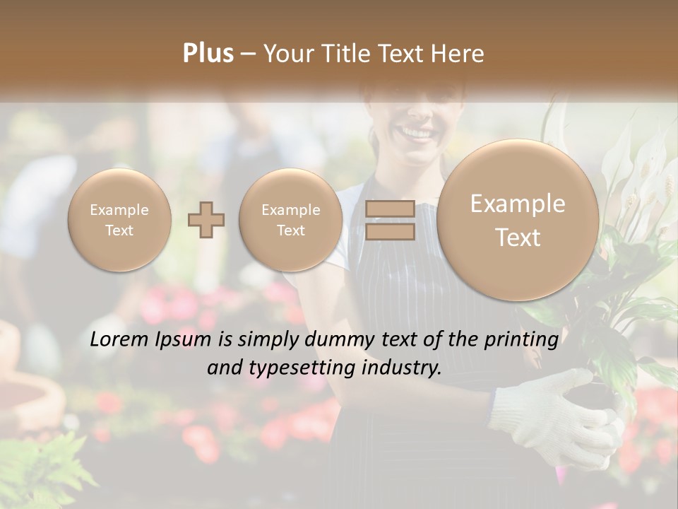 A Woman Holding A Potted Plant In A Greenhouse PowerPoint Template
