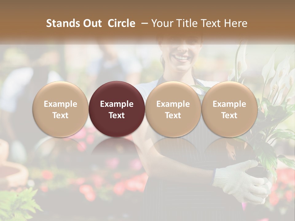 A Woman Holding A Potted Plant In A Greenhouse PowerPoint Template