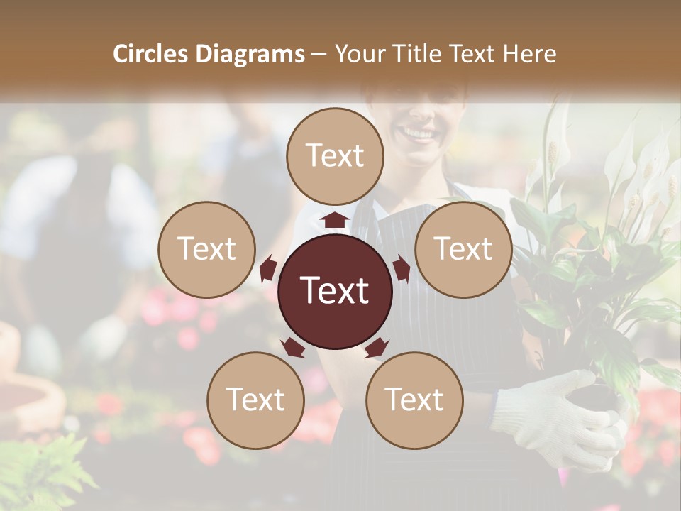 A Woman Holding A Potted Plant In A Greenhouse PowerPoint Template