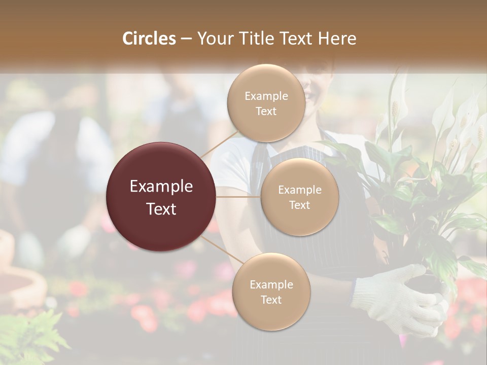 A Woman Holding A Potted Plant In A Greenhouse PowerPoint Template