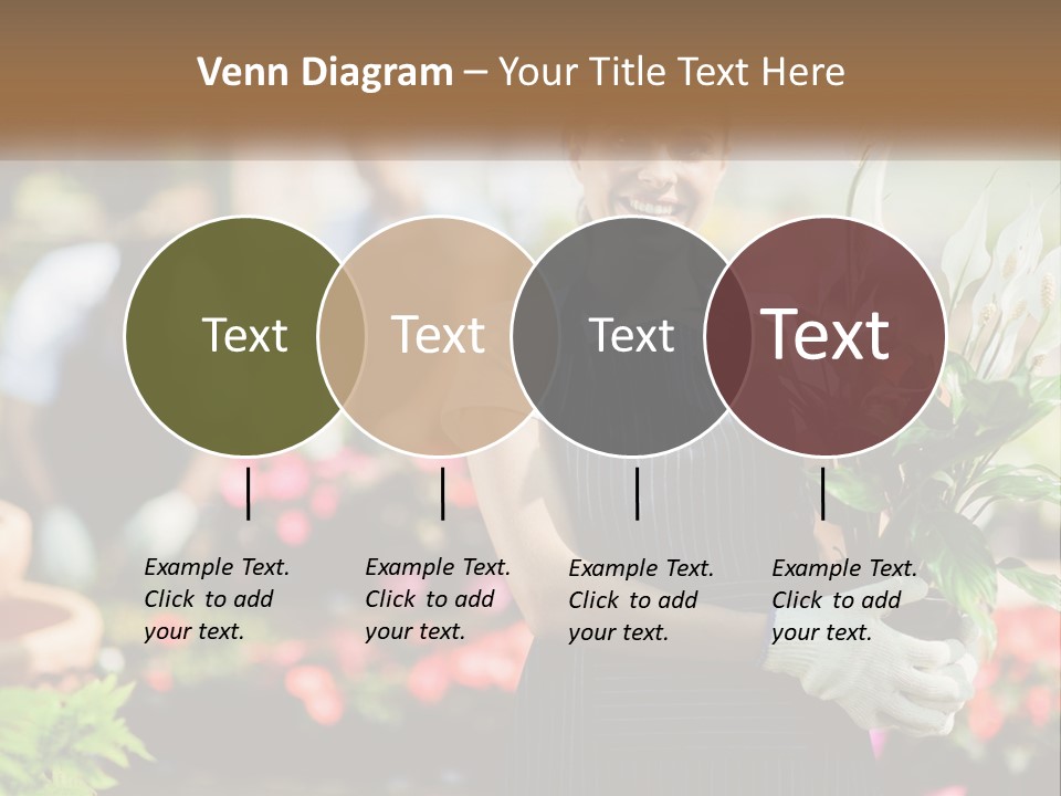 A Woman Holding A Potted Plant In A Greenhouse PowerPoint Template