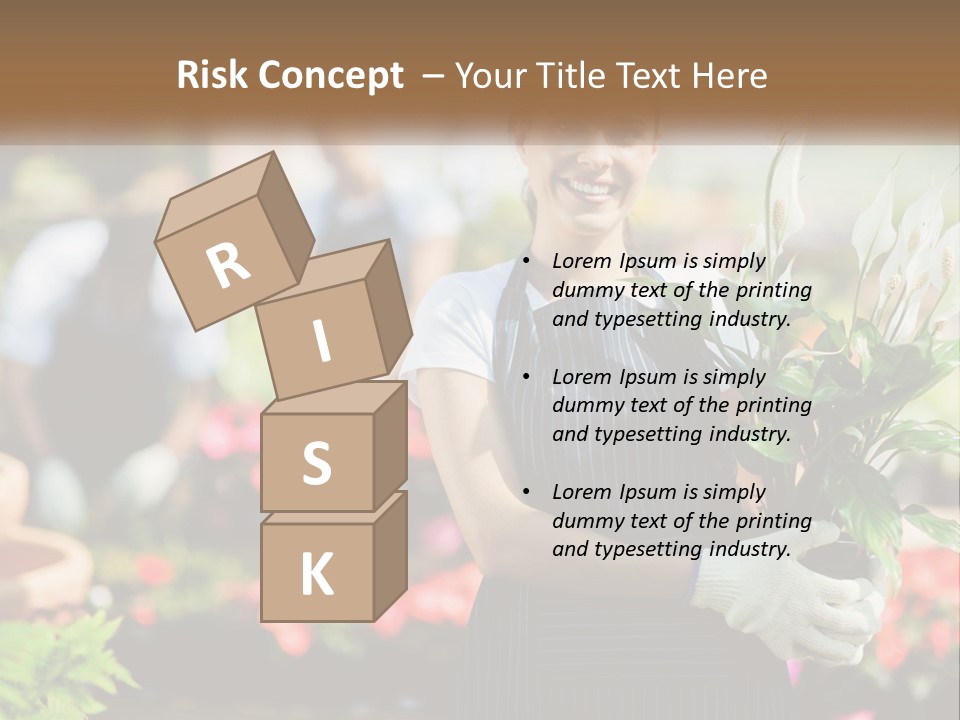 A Woman Holding A Potted Plant In A Greenhouse PowerPoint Template