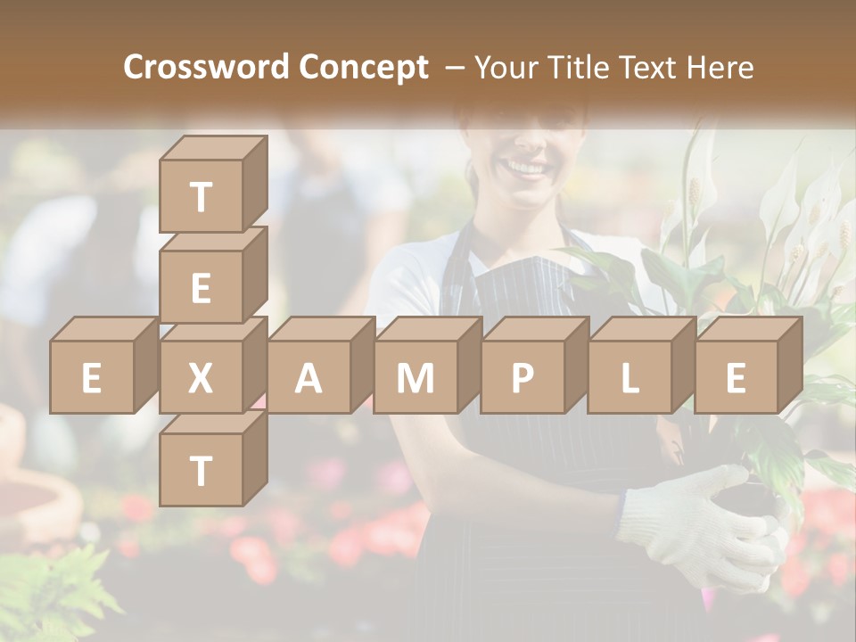 A Woman Holding A Potted Plant In A Greenhouse PowerPoint Template