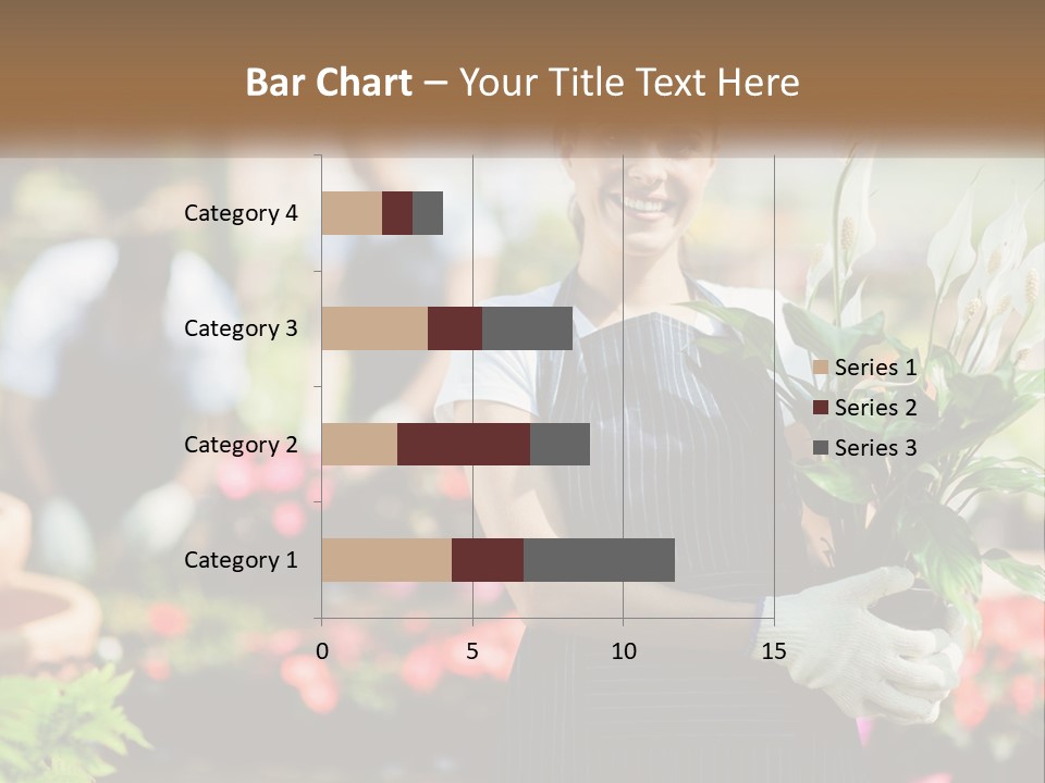 A Woman Holding A Potted Plant In A Greenhouse PowerPoint Template