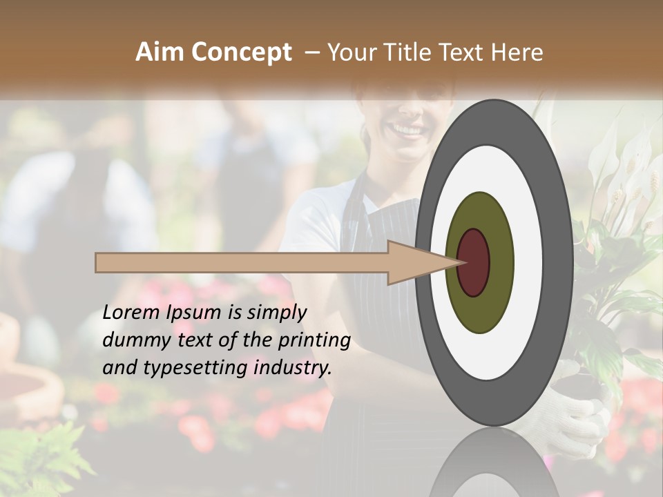 A Woman Holding A Potted Plant In A Greenhouse PowerPoint Template