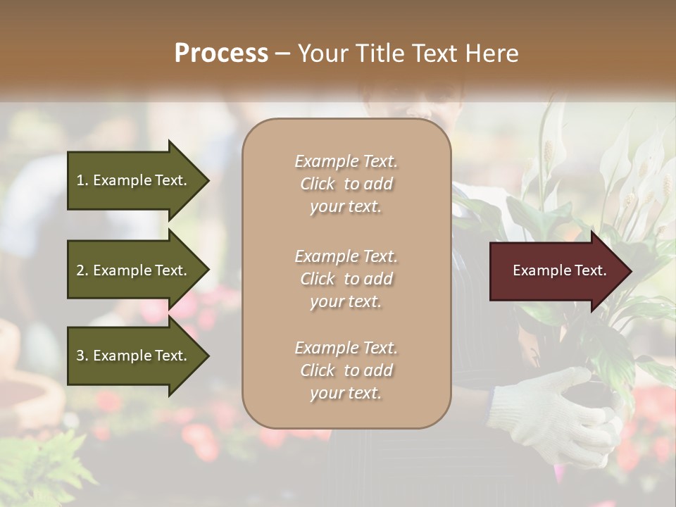 A Woman Holding A Potted Plant In A Greenhouse PowerPoint Template