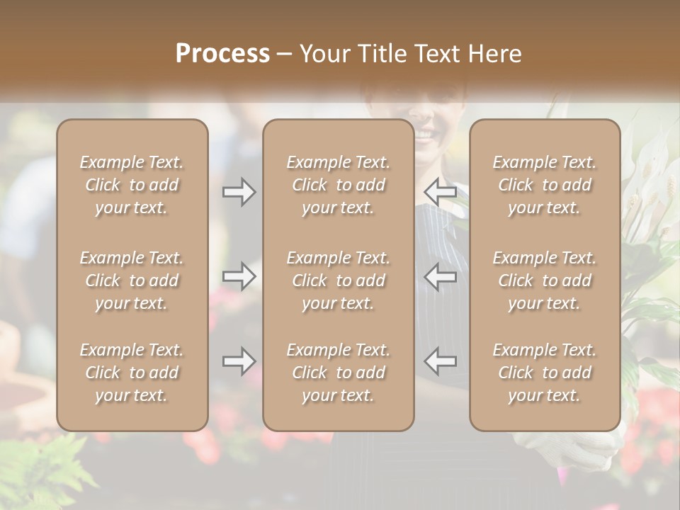 A Woman Holding A Potted Plant In A Greenhouse PowerPoint Template