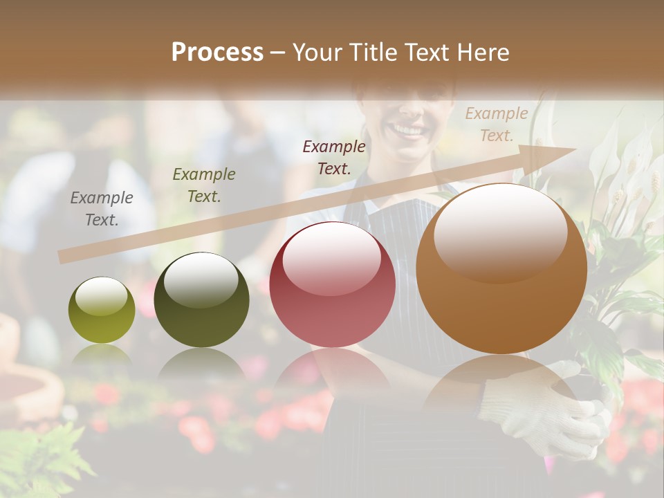 A Woman Holding A Potted Plant In A Greenhouse PowerPoint Template