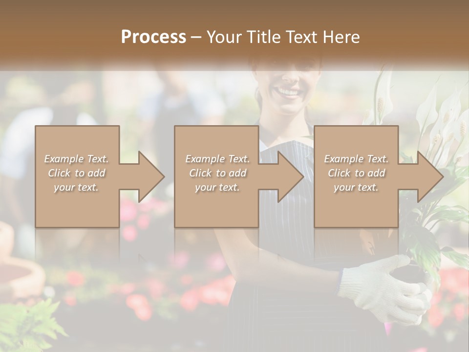 A Woman Holding A Potted Plant In A Greenhouse PowerPoint Template