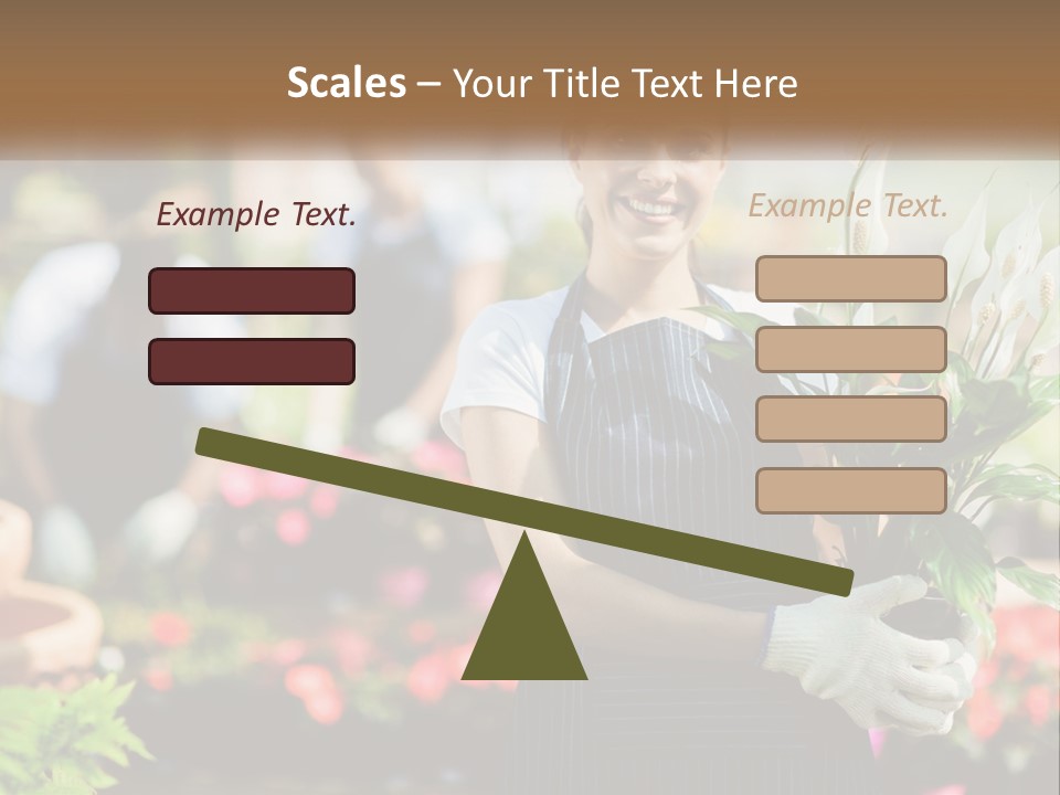A Woman Holding A Potted Plant In A Greenhouse PowerPoint Template