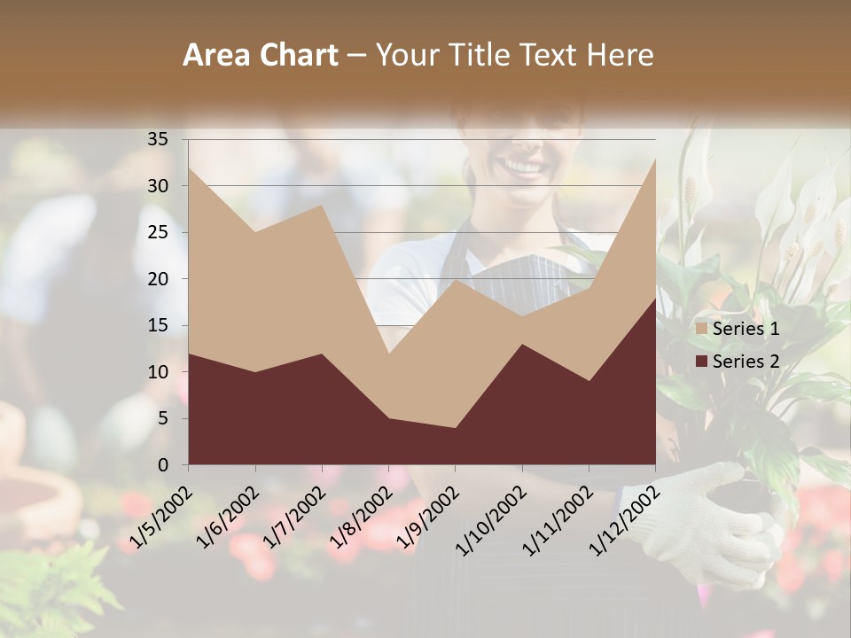 A Woman Holding A Potted Plant In A Greenhouse PowerPoint Template