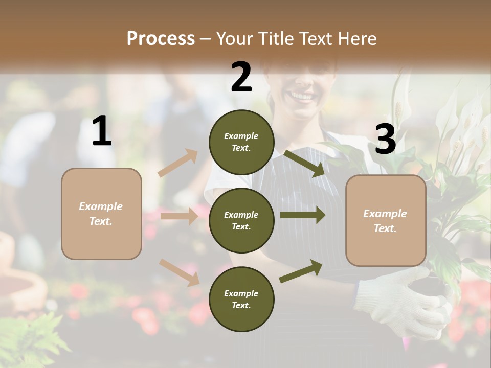 A Woman Holding A Potted Plant In A Greenhouse PowerPoint Template