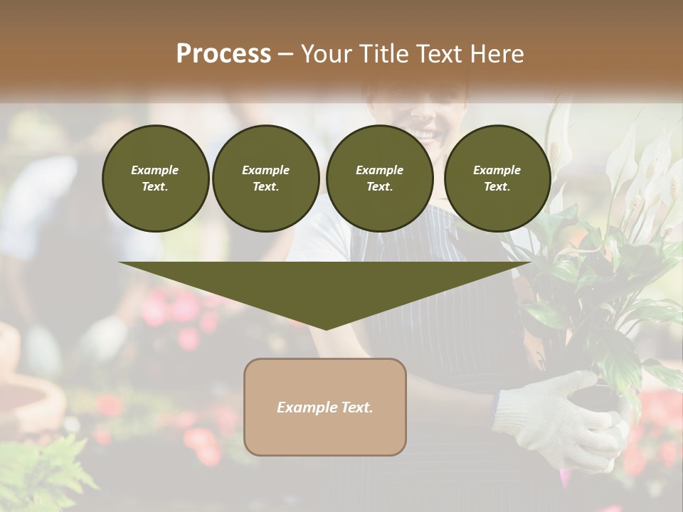 A Woman Holding A Potted Plant In A Greenhouse PowerPoint Template