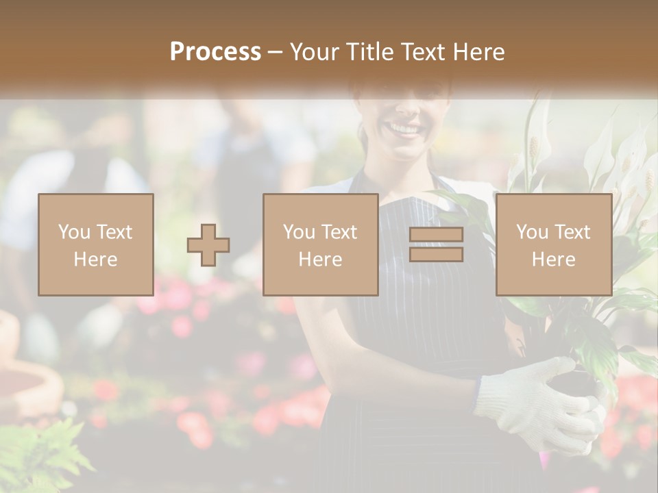 A Woman Holding A Potted Plant In A Greenhouse PowerPoint Template