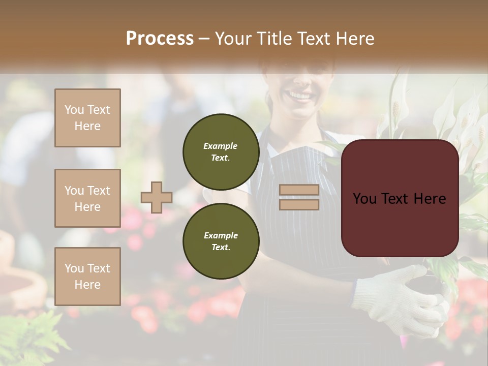 A Woman Holding A Potted Plant In A Greenhouse PowerPoint Template