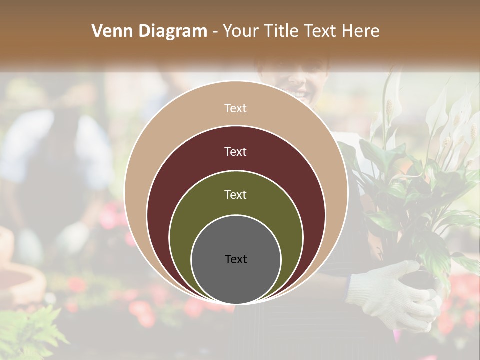 A Woman Holding A Potted Plant In A Greenhouse PowerPoint Template