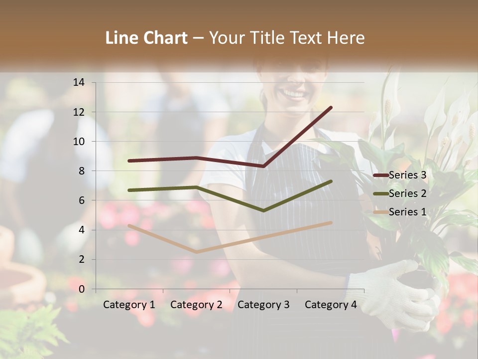 A Woman Holding A Potted Plant In A Greenhouse PowerPoint Template