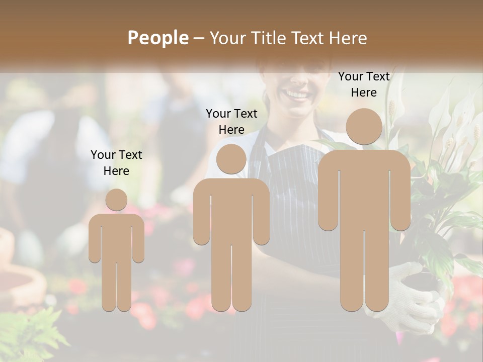 A Woman Holding A Potted Plant In A Greenhouse PowerPoint Template