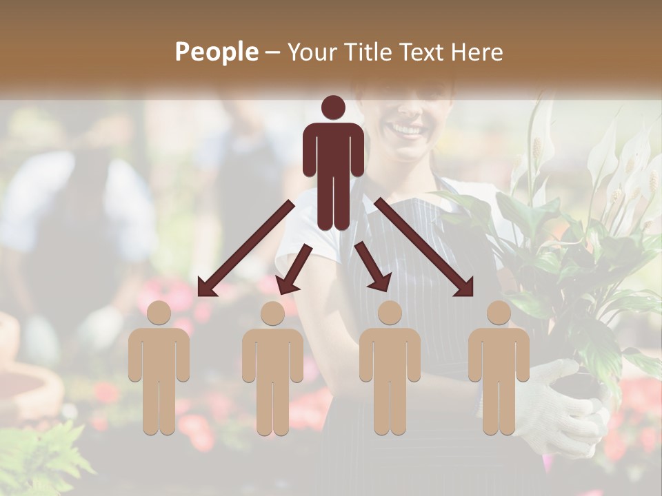 A Woman Holding A Potted Plant In A Greenhouse PowerPoint Template