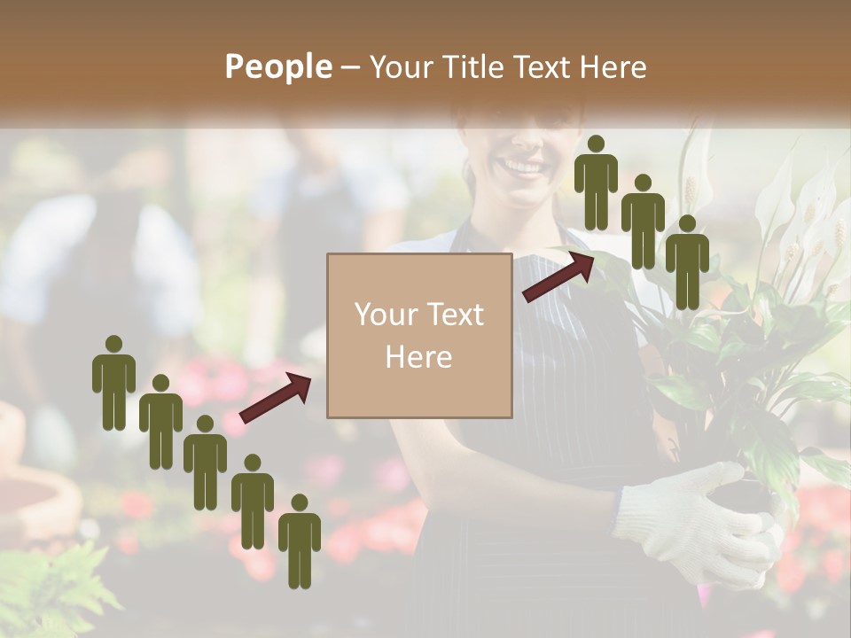 A Woman Holding A Potted Plant In A Greenhouse PowerPoint Template