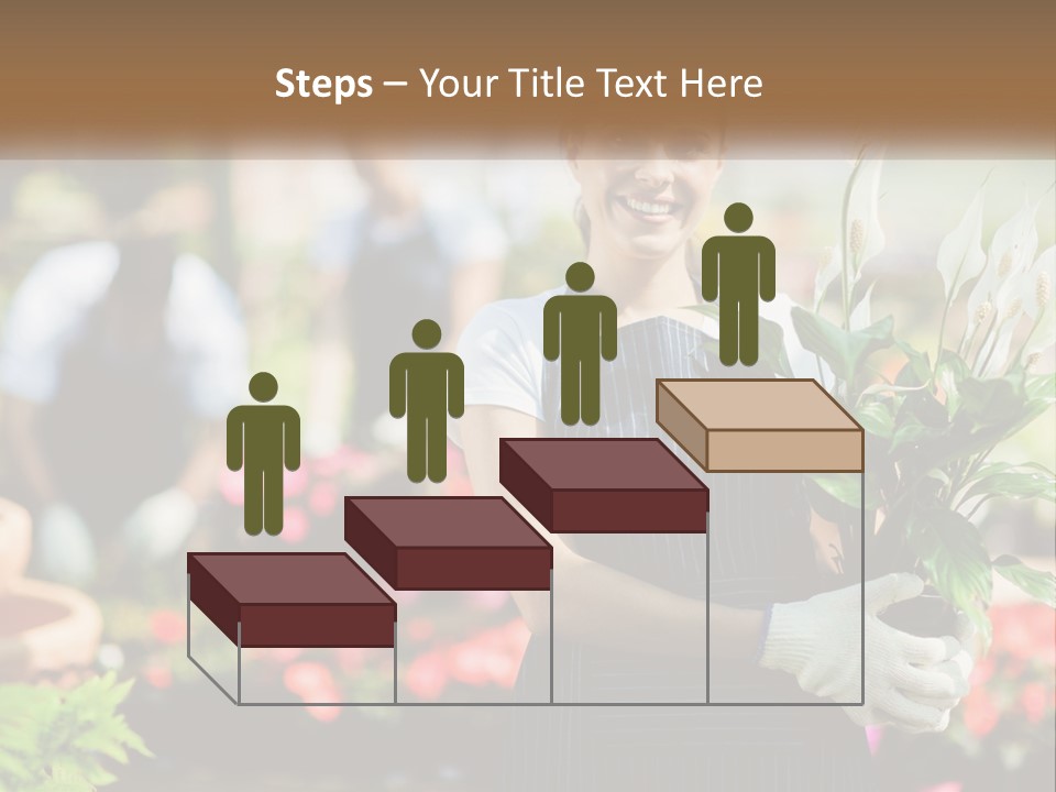 A Woman Holding A Potted Plant In A Greenhouse PowerPoint Template