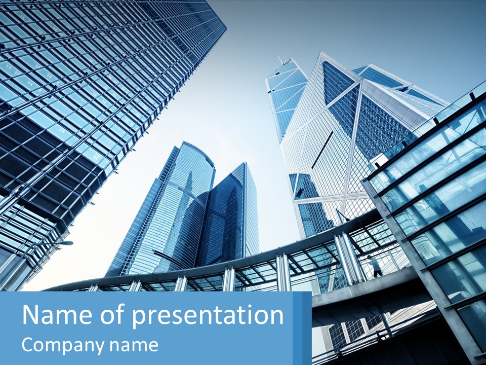 A Group Of Skyscrapers With A Blue Sky In The Background PowerPoint Template