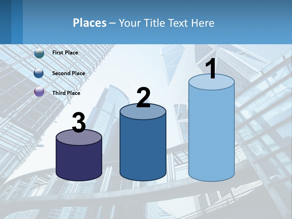 A Group Of Skyscrapers With A Blue Sky In The Background PowerPoint Template