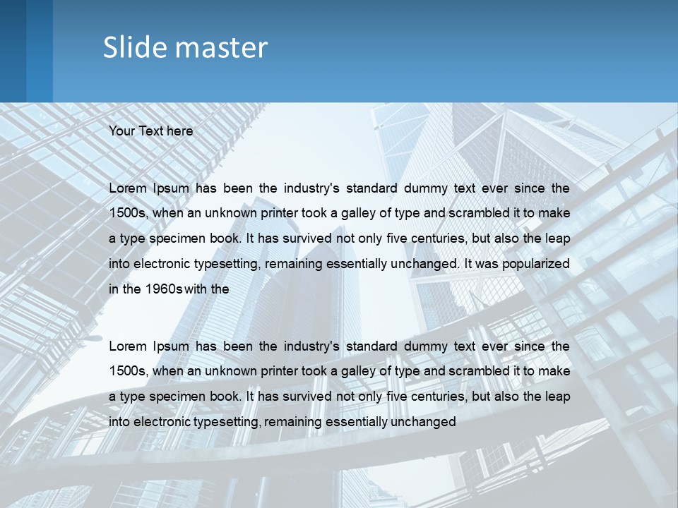 A Group Of Skyscrapers With A Blue Sky In The Background PowerPoint Template