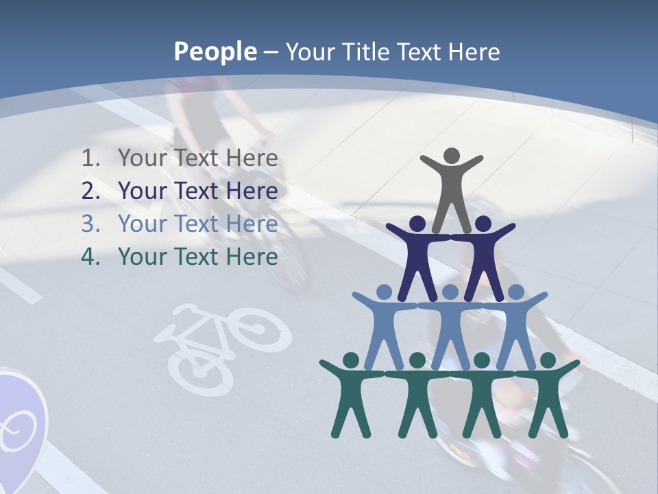 A Group Of People Riding Bikes Down A Street PowerPoint Template