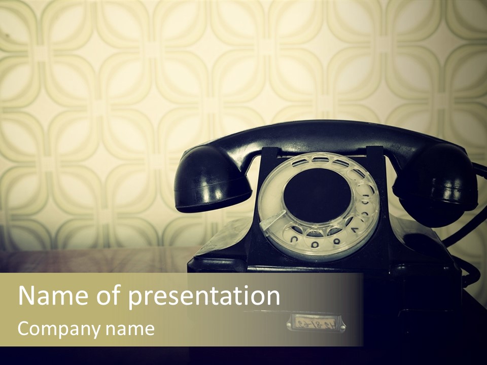 An Old Fashioned Telephone Sitting On A Table PowerPoint Template