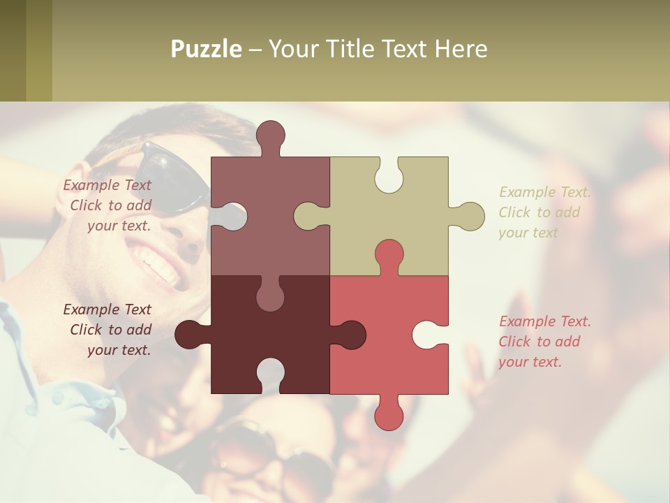 A Group Of People Wearing Sunglasses And Holding Up Their Hands PowerPoint Template