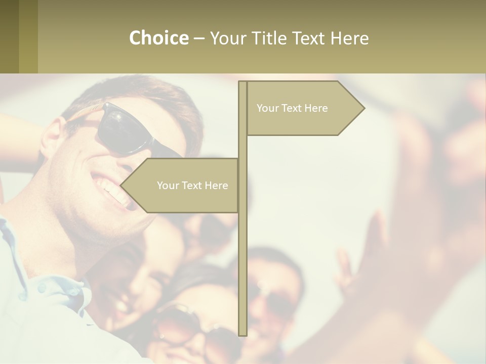 A Group Of People Wearing Sunglasses And Holding Up Their Hands PowerPoint Template