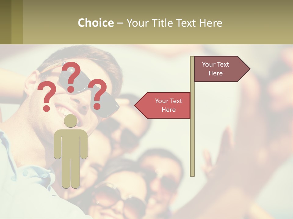 A Group Of People Wearing Sunglasses And Holding Up Their Hands PowerPoint Template