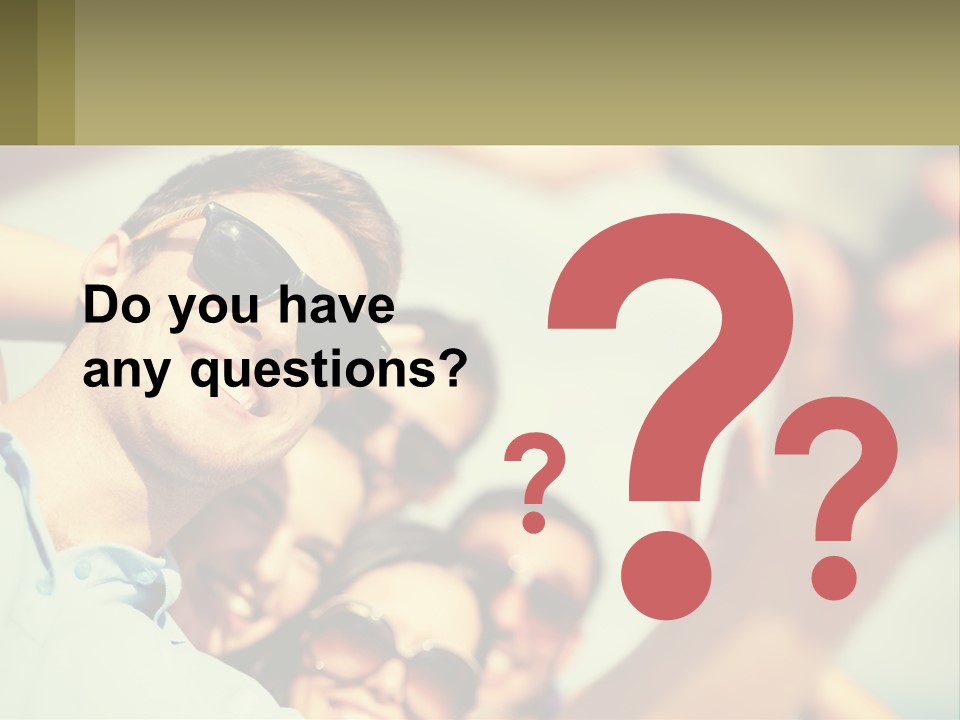 A Group Of People Wearing Sunglasses And Holding Up Their Hands PowerPoint Template