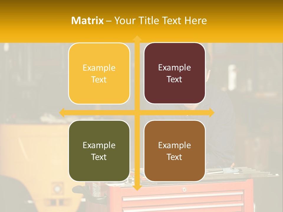 A Man Sitting At A Table In Front Of A Forklift PowerPoint Template