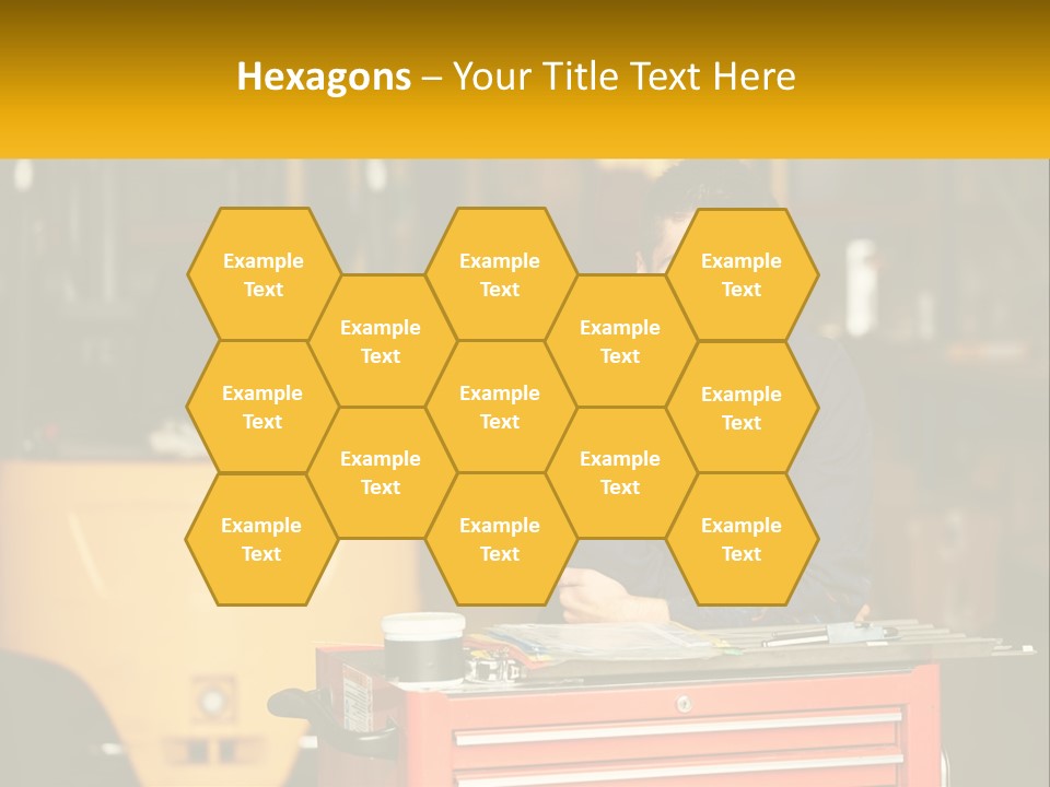 A Man Sitting At A Table In Front Of A Forklift PowerPoint Template